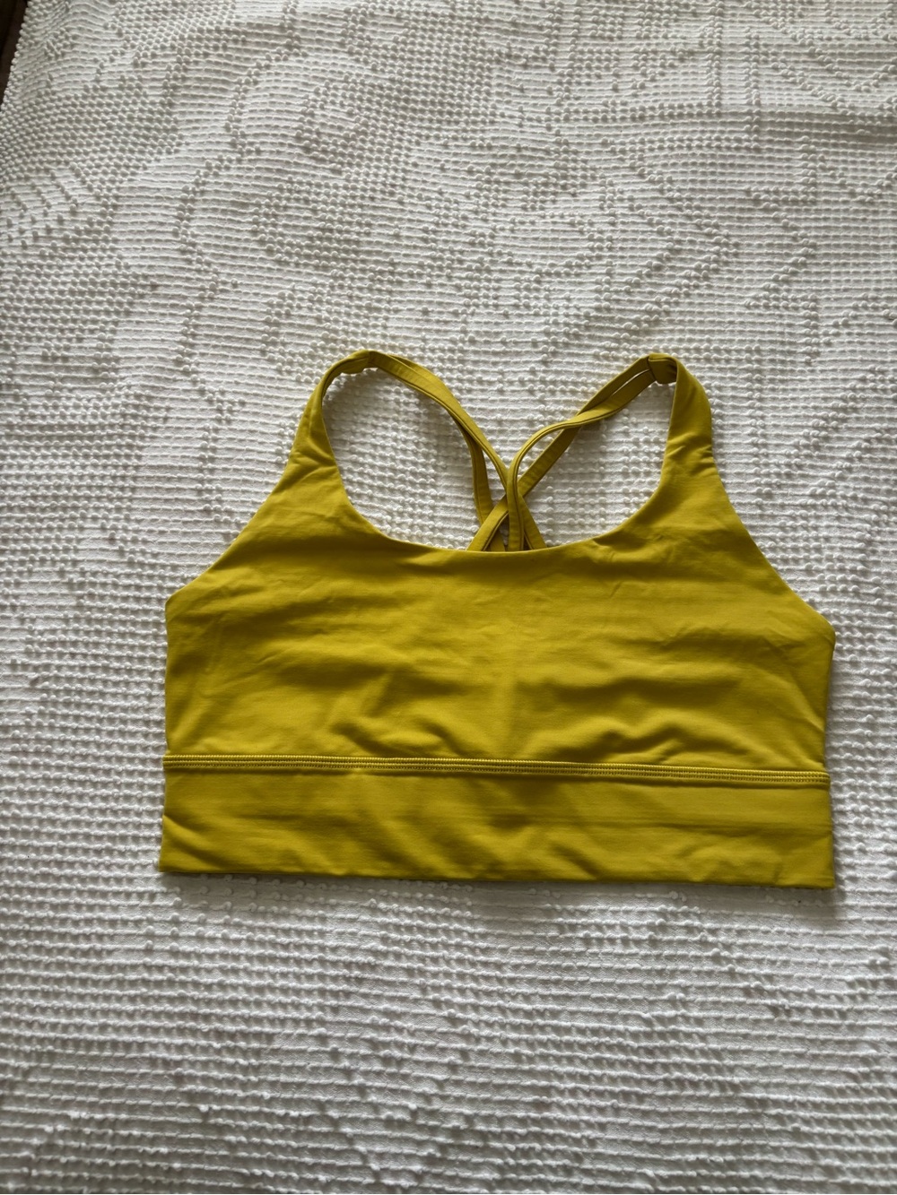 Lululemon Energy Longline Bra Size 10 Mustard Yellow C/D cup